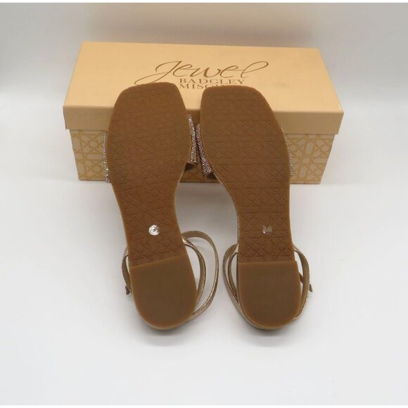 Jewel By Badgley Mischka Womens Rose Gold Sandals With Rhinestone Strap 7.5 NEW - Picture 5 of 5